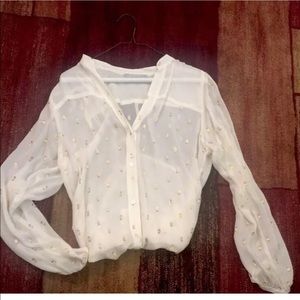 Zoe & Sam Silk Blouse Top Shirt size Medium